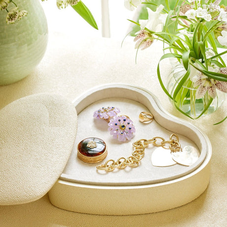 Shagreen Heart Jewelry Box Cream AERIN at Fig Linens and Home - Lifestyle 5