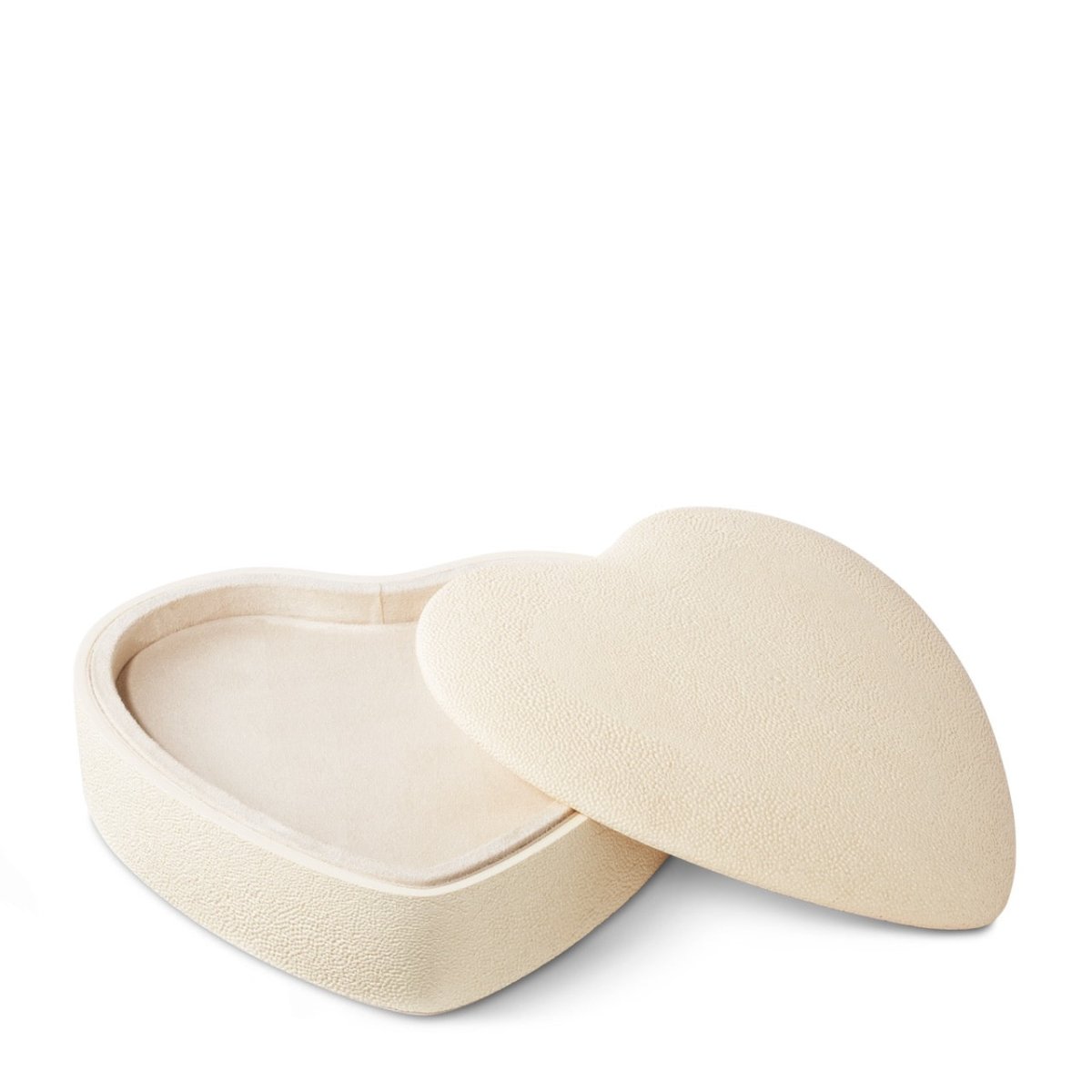 Shagreen Heart Jewelry Box Cream AERIN at Fig Linens and Home - Open Top
