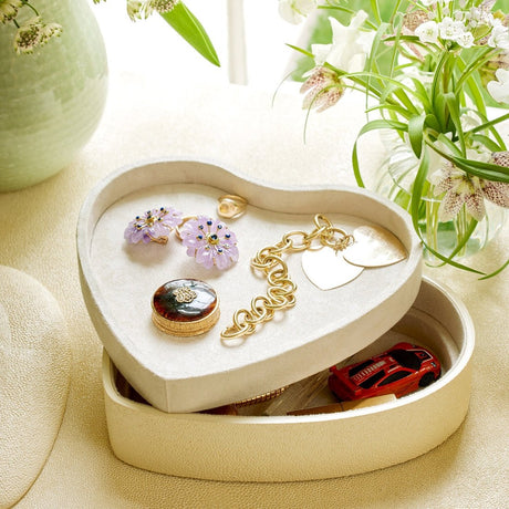Shagreen Heart Jewelry Box Cream AERIN at Fig Linens and Home - Lifestyle 3
