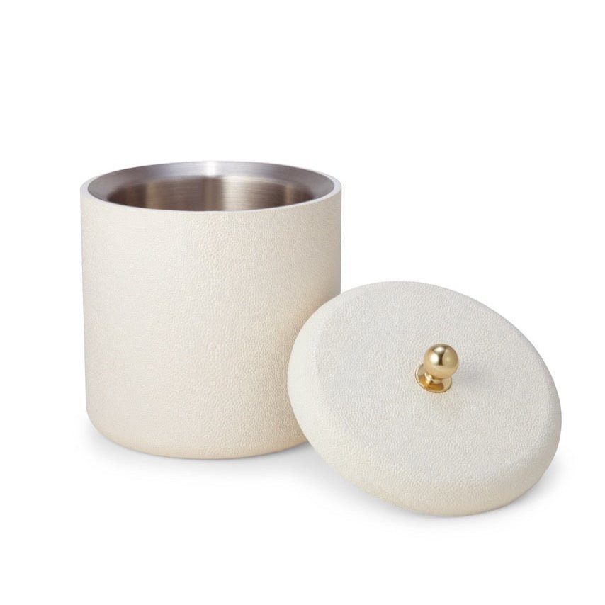 Shagreen Ice Bucket in Cream by AERIN | Barware at Fig Linens and Home 4