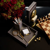 AERIN Shagreen Pencil Cup in Chocolate | Desk Accessories at Fig Linens and Home - Lifestyle 2