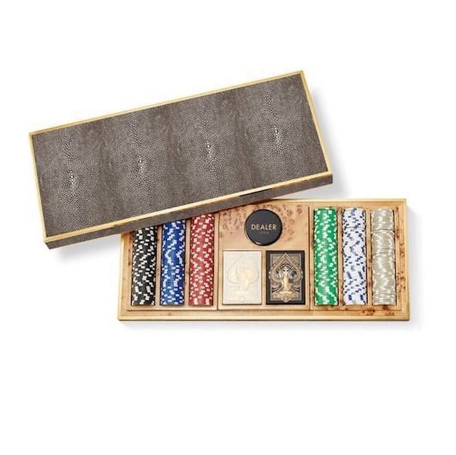 Shagreen Poker Set in Chocolate by AERIN at Fig Linens and Home