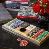 Shagreen Poker Set in Chocolate by AERIN at Fig Linens and Home - Lifestyle View