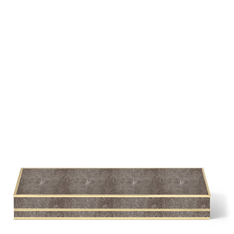 Shagreen Poker Set in Chocolate by AERIN at Fig Linens and Home - Lid Closed