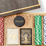 Shagreen Poker Set in Chocolate by AERIN at Fig Linens and Home - Detail