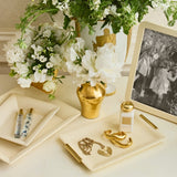 AERIN Shagreen Rectangular Vide Poche in Cream | Small Catchall Tray at Fig Linens and Home 3