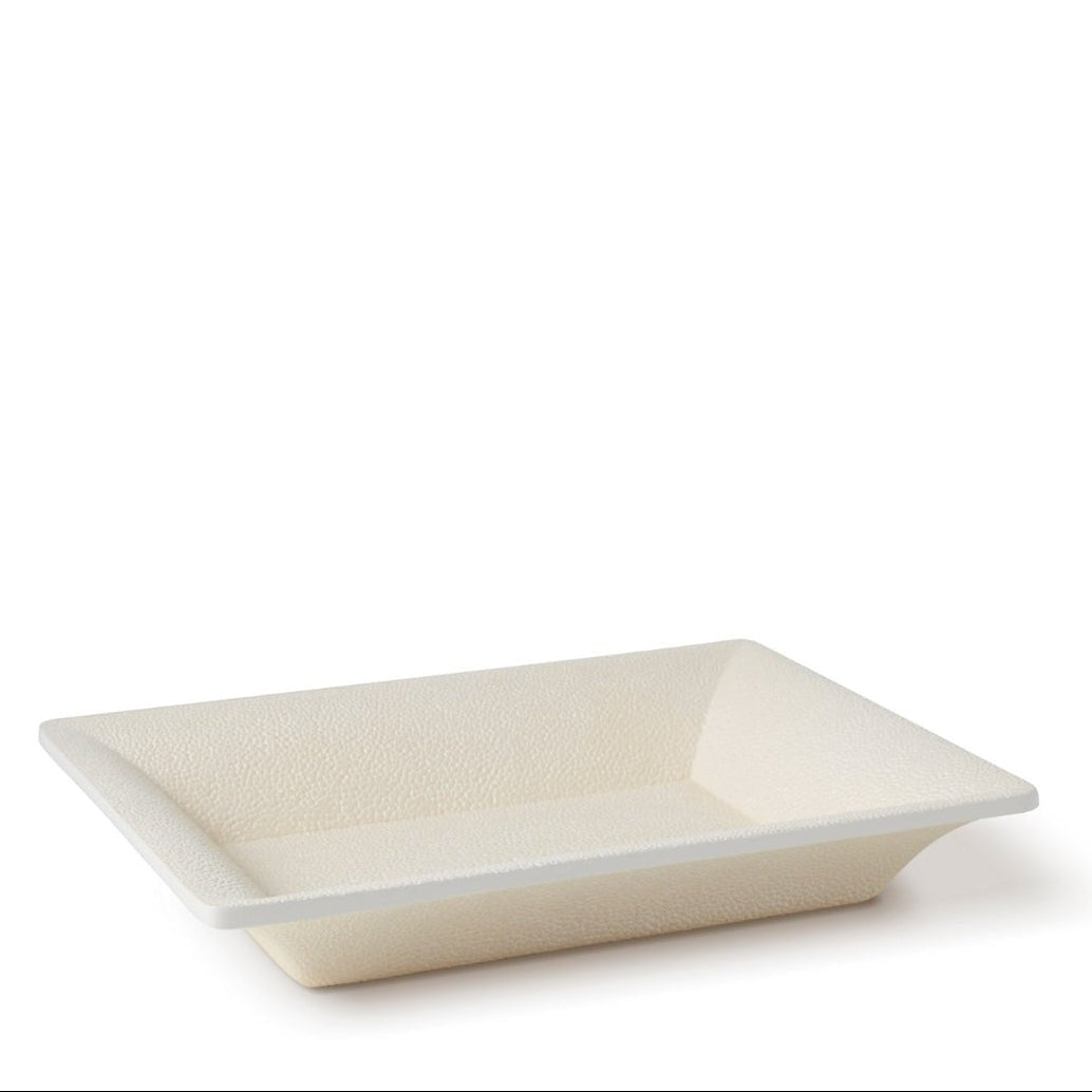AERIN Shagreen Rectangular Vide Poche in Cream | Small Catchall Tray at Fig Linens and Home 1
