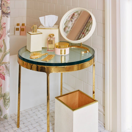 Shagreen Vanity Mirror in Cream by AERIN at Fig Linens and home - Lifestyle 9