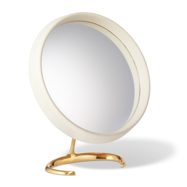 Shagreen Vanity Mirror in Cream by AERIN at Fig Linens and home - 1