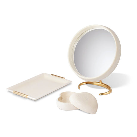 Shagreen Vanity Mirror in Cream by AERIN at Fig Linens and home - 7