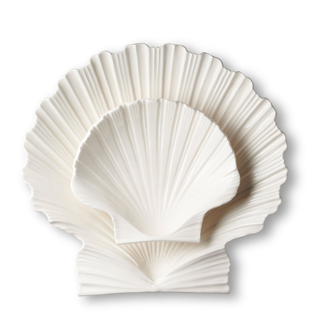 Shell Platter in Large by AERIN shown with Smaller Shell at Fig Linens and Home