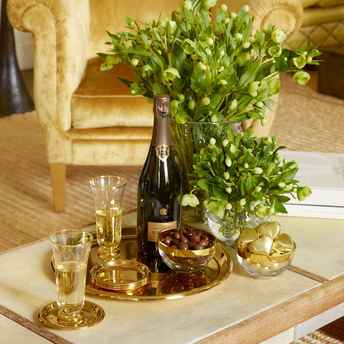 AERIN Sophia Flutes - Set of 2 Crystal Champagne Flutes at Fig Linens and Home - Lifestyle 3