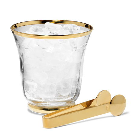 Sophia Small Ice Bucket by AERIN 6"L x 6W" x 6H" Clear/Gold at FIG LINENS AND HOME 4