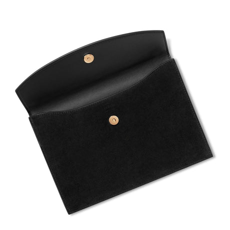 Suede Envelope Clutch in Black by AERIN at Fig Linen and Home - Flap Open