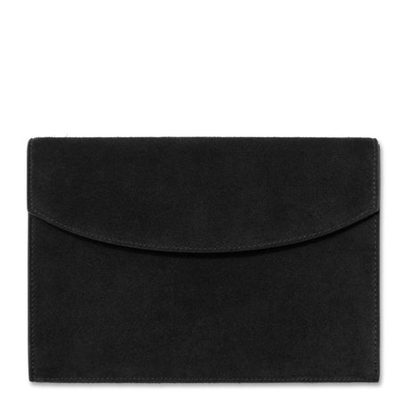 Suede Envelope Clutch in Black by AERIN at Fig Linen and Home - Flap Down