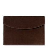 Suede Envelope Clutch in Chocolate by AERIN at Fig Linen and Home - Flap Down
