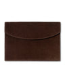 Suede Envelope Clutch in Chocolate by AERIN at Fig Linen and Home - Flap Down