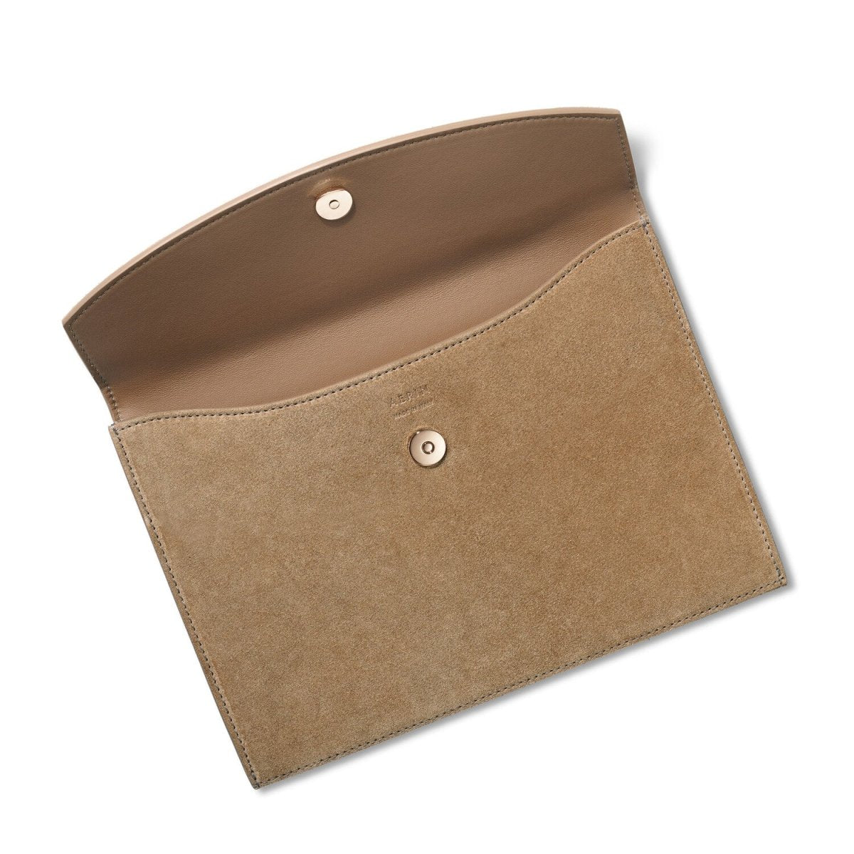 Suede Envelope Clutch in Sand by AERIN at Fig Linens and Home - Flap Open
