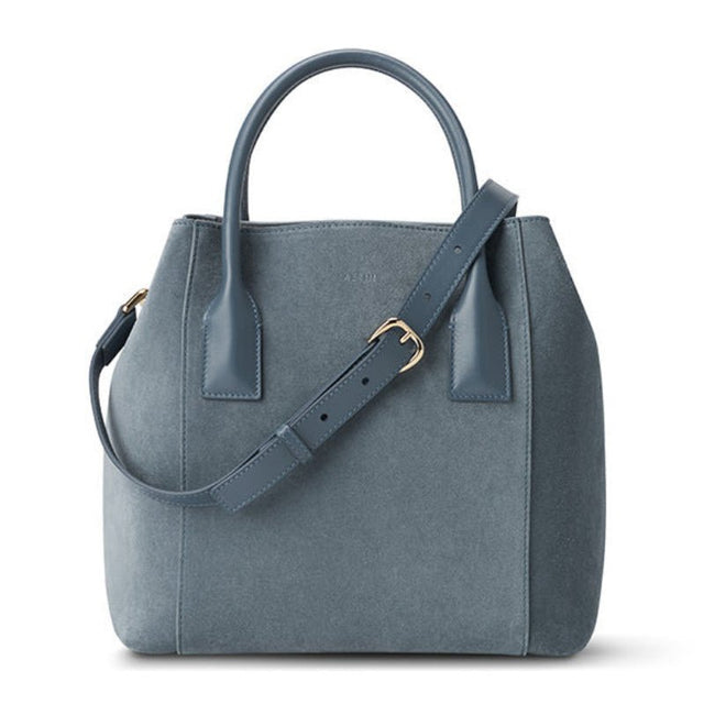 Suede Nano Weekender Bag in Denim by AERIN at Fig Linens and Home 1