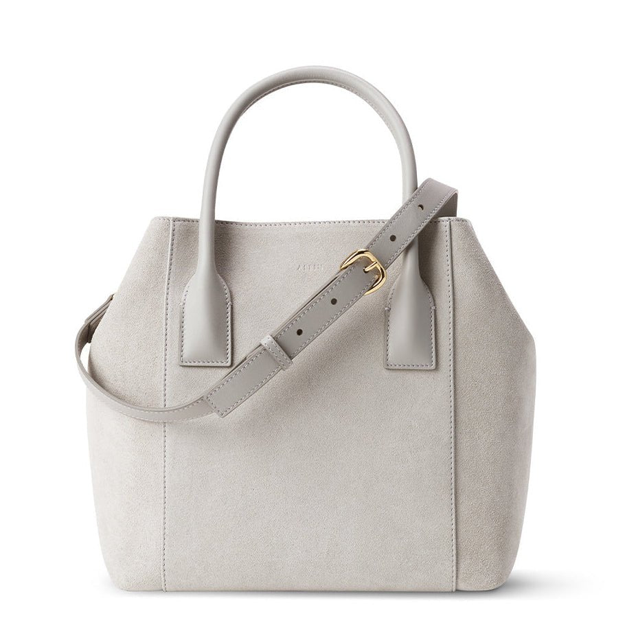 Suede Nano Weekender Bag in Dove by AERIN at Fig Linens and Home 1