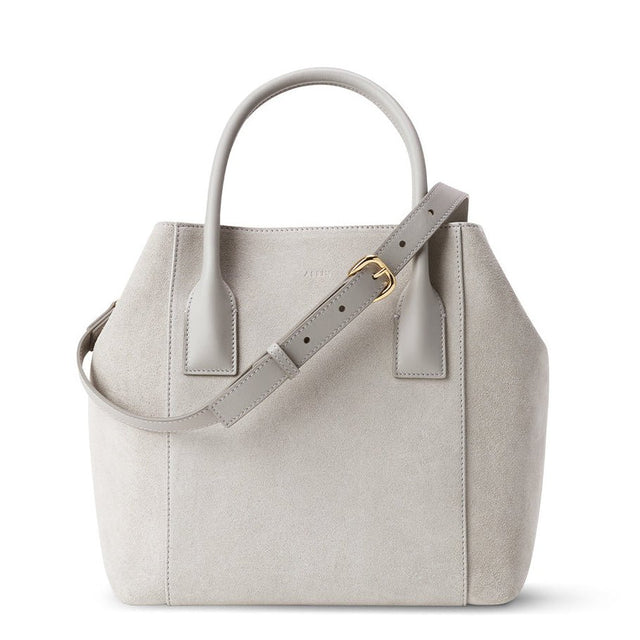 Suede Nano Weekender Bag in Dove by AERIN at Fig Linens and Home 1
