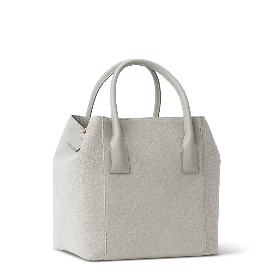 Suede Nano Weekender Bag in Dove by AERIN at Fig Linens and Home 3