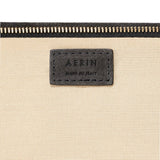 AERIN Suede Pouch in Dark Gray | Flat Clutch Bag at Fig Linens and Home - Logo View