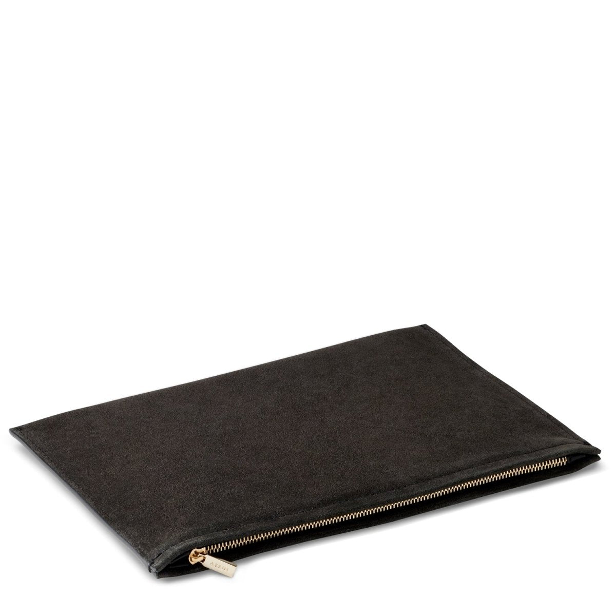 AERIN Suede Pouch in Dark Gray | Flat Clutch Bag at Fig Linens and Home - View 1