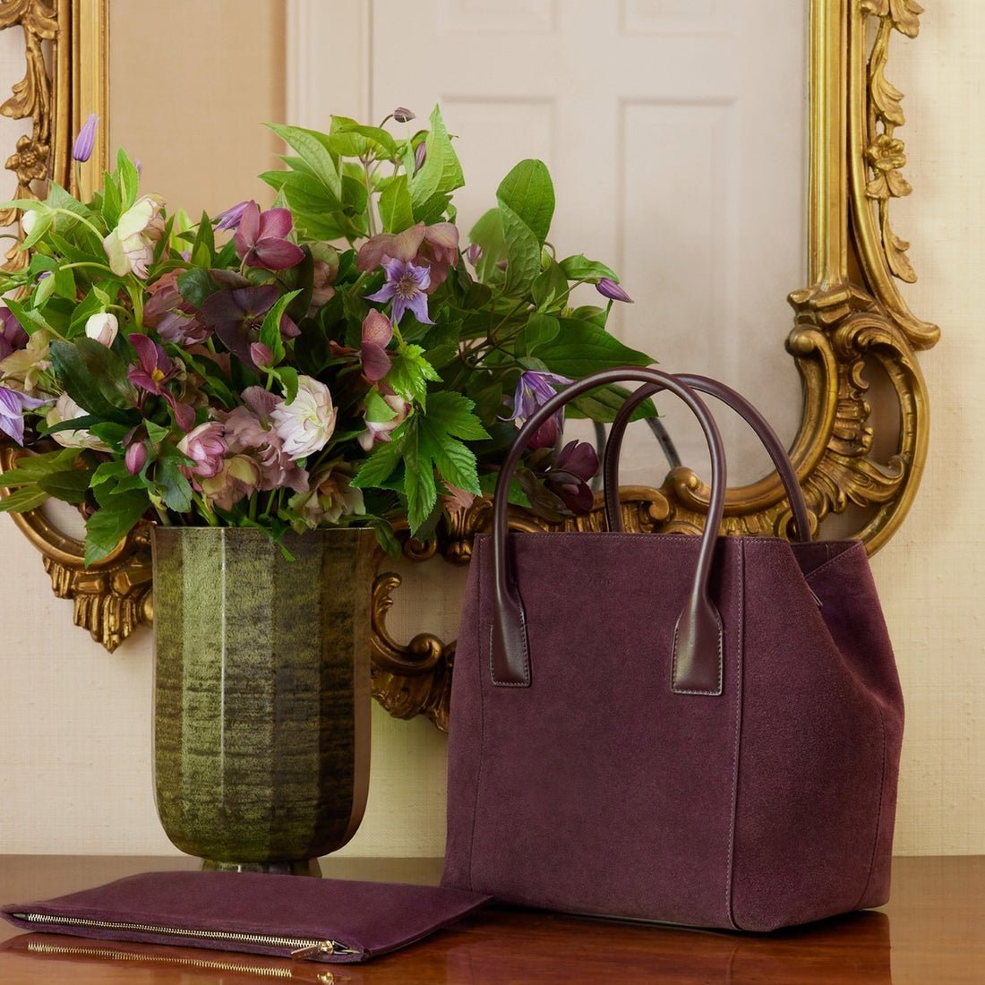 Suede Pouch Ruby by AERIN at Fig Linens and Home - View 3