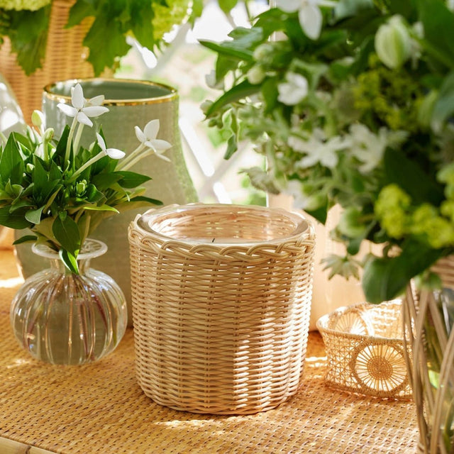 Tulia Wicker Candle in Uzes Tuberose by AERIN at Fig Linens and Home - Lifestyle 1