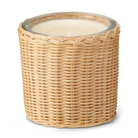 Tulia Wicker Candle in Uzes Tuberose by AERIN at Fig Linens and Home - unlit 3-wick