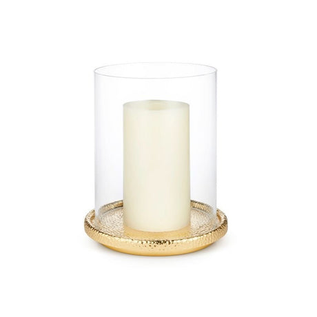 Tulln Hurricane by AERIN | Glass and Brass-Finish Pillar Candle Holder 1