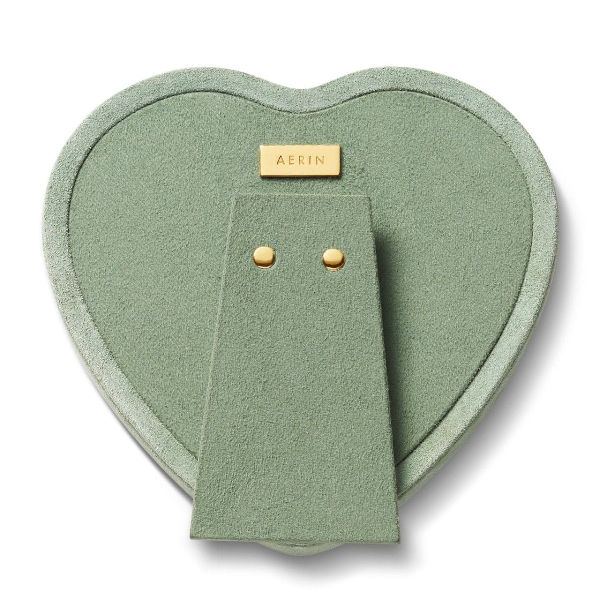 AERIN Valentina Suede Heart Frame in Sage Green at Fig Linens and Home - View of Back