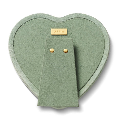AERIN Valentina Suede Heart Frame in Sage Green at Fig Linens and Home - View of Back