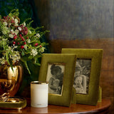 Valentina Velvet Frame - 5 x 7 - Moss by AERIN at Fig Linens and Home - Lifestyle View