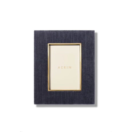 Valentina Velvet Frame in Dusk Blue - 4 x 6 by AERIN at Fig Linens and Home - Front