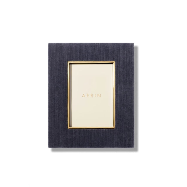 Valentina Velvet Frame in Dusk Blue - 4 x 6 by AERIN at Fig Linens and Home - Front