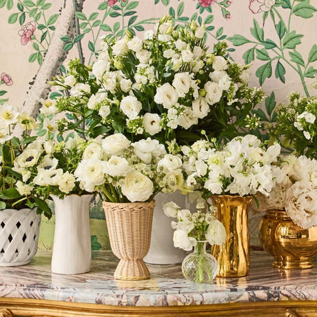 Valera Small Vase in Gold | AERIN at Fig Linens and Home - Lifestyle 3