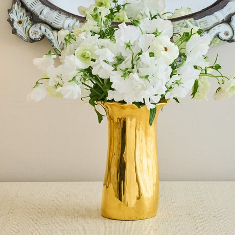 Valera Small Vase in Gold | AERIN at Fig Linens and Home - Lifestyle 2