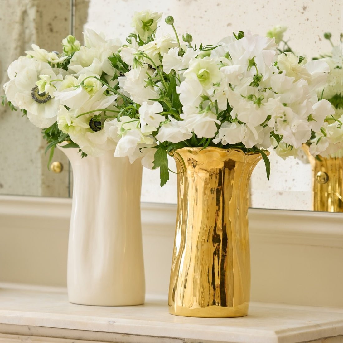 Valera Small Vase in Gold | AERIN at Fig Linens and Home - Lifestyle 4