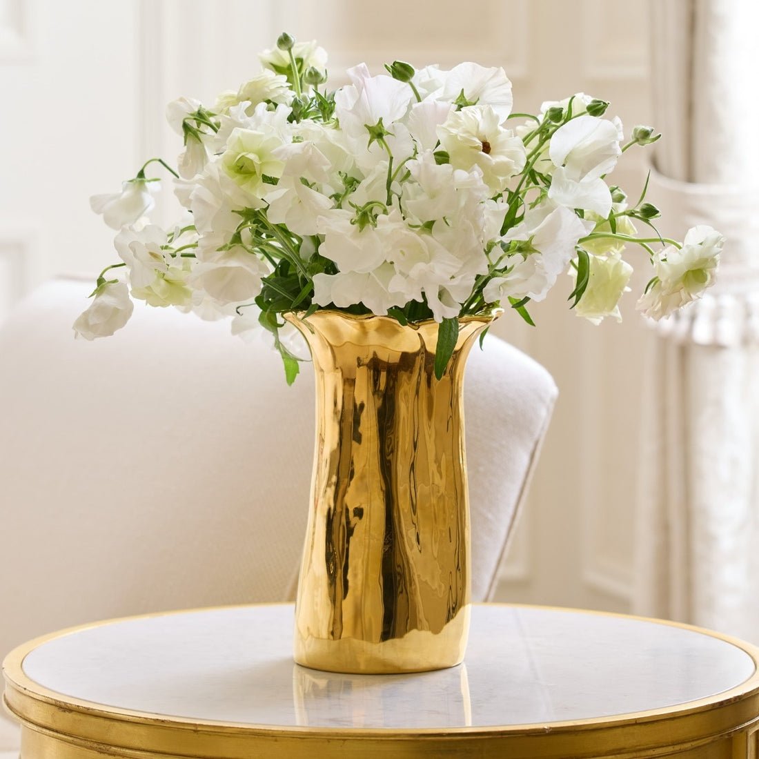 Valera Small Vase in Gold | AERIN at Fig Linens and Home - Lifestyle 1