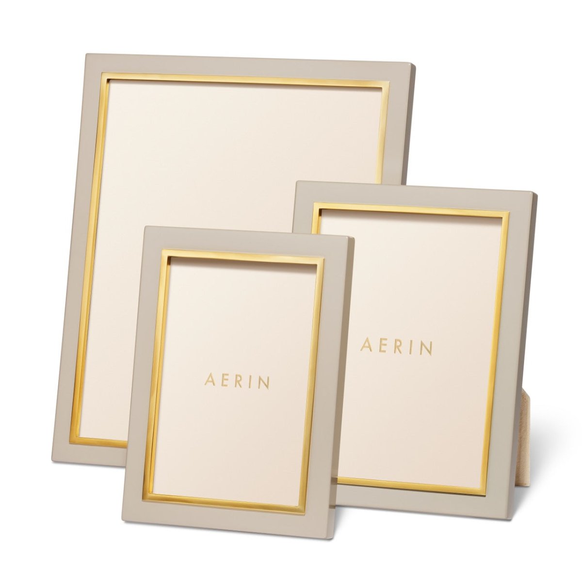 Varda Lacquer Frame in Taupe - 8 x 10 by AERIN 9.1" x 11.1" x 2.0" Taupe at FIG LINENS AND HOME 2