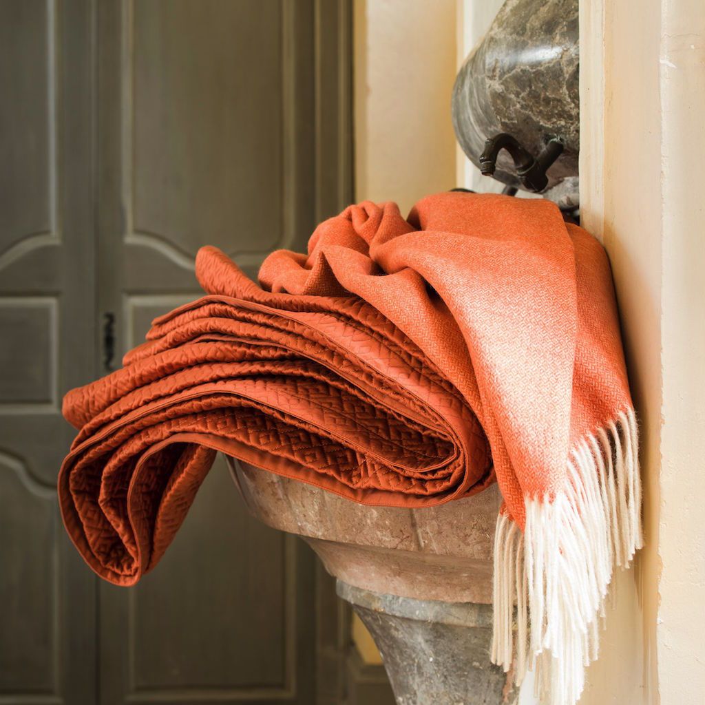 Fig Linens - Alexandre Turpault - Vintage Orange Throw Blanket