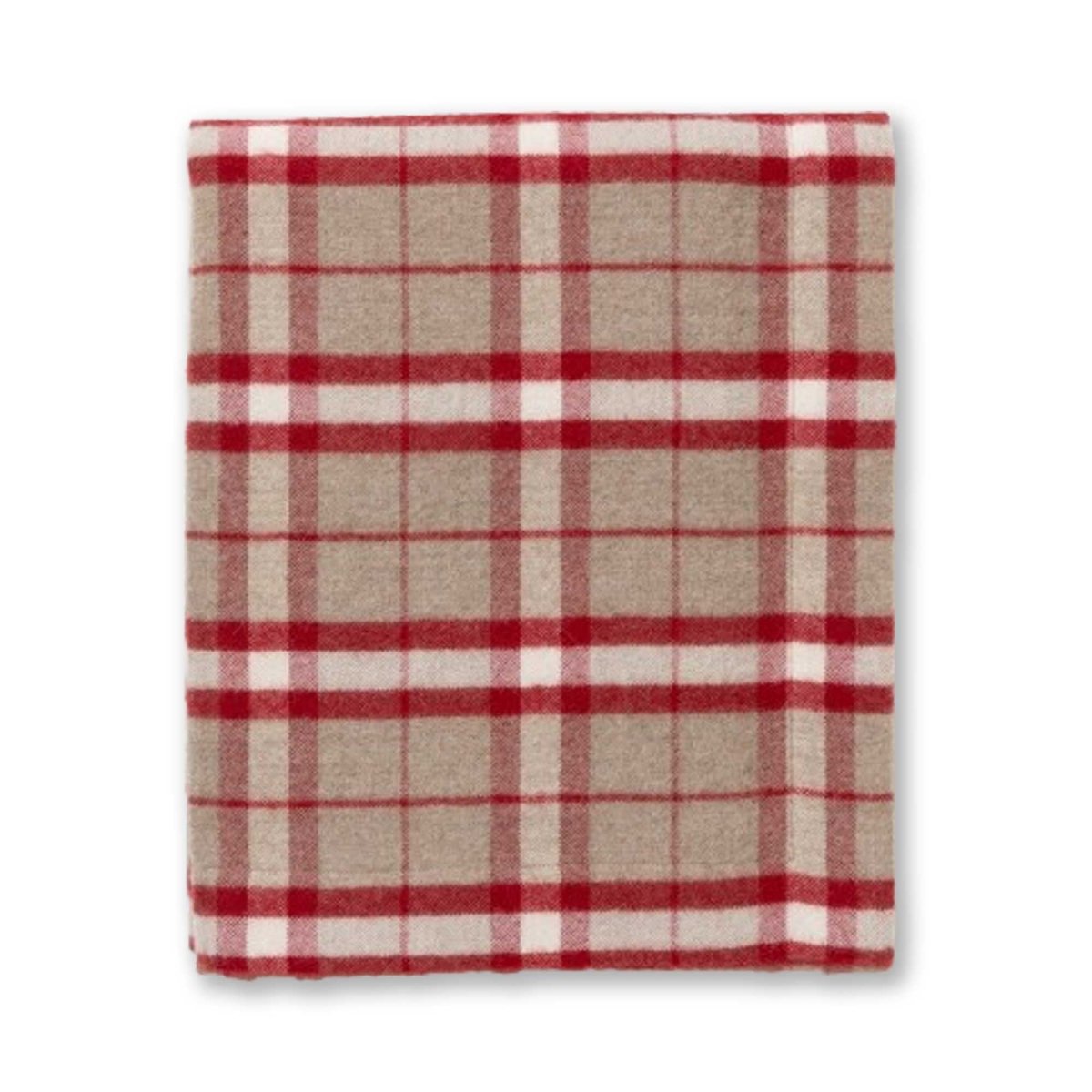 Alicia Adams Alpaca Aberdeen Throw - Light Taupe and Scarlet at Fig Linens and Home
