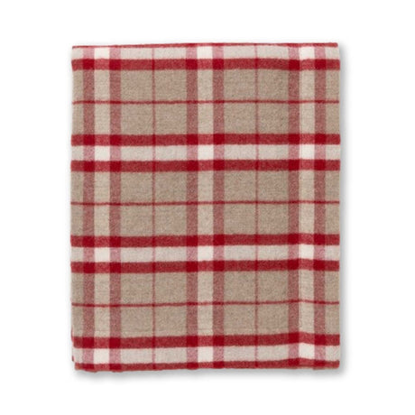 Alicia Adams Alpaca Aberdeen Throw - Light Taupe and Scarlet at Fig Linens and Home