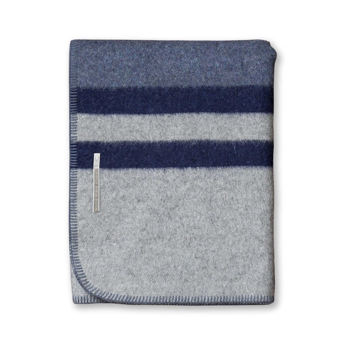 Field Throw Blanket in Denim Blue / Light Grey / Navy | Alicia Adams Alpaca at Fig Linens and Home