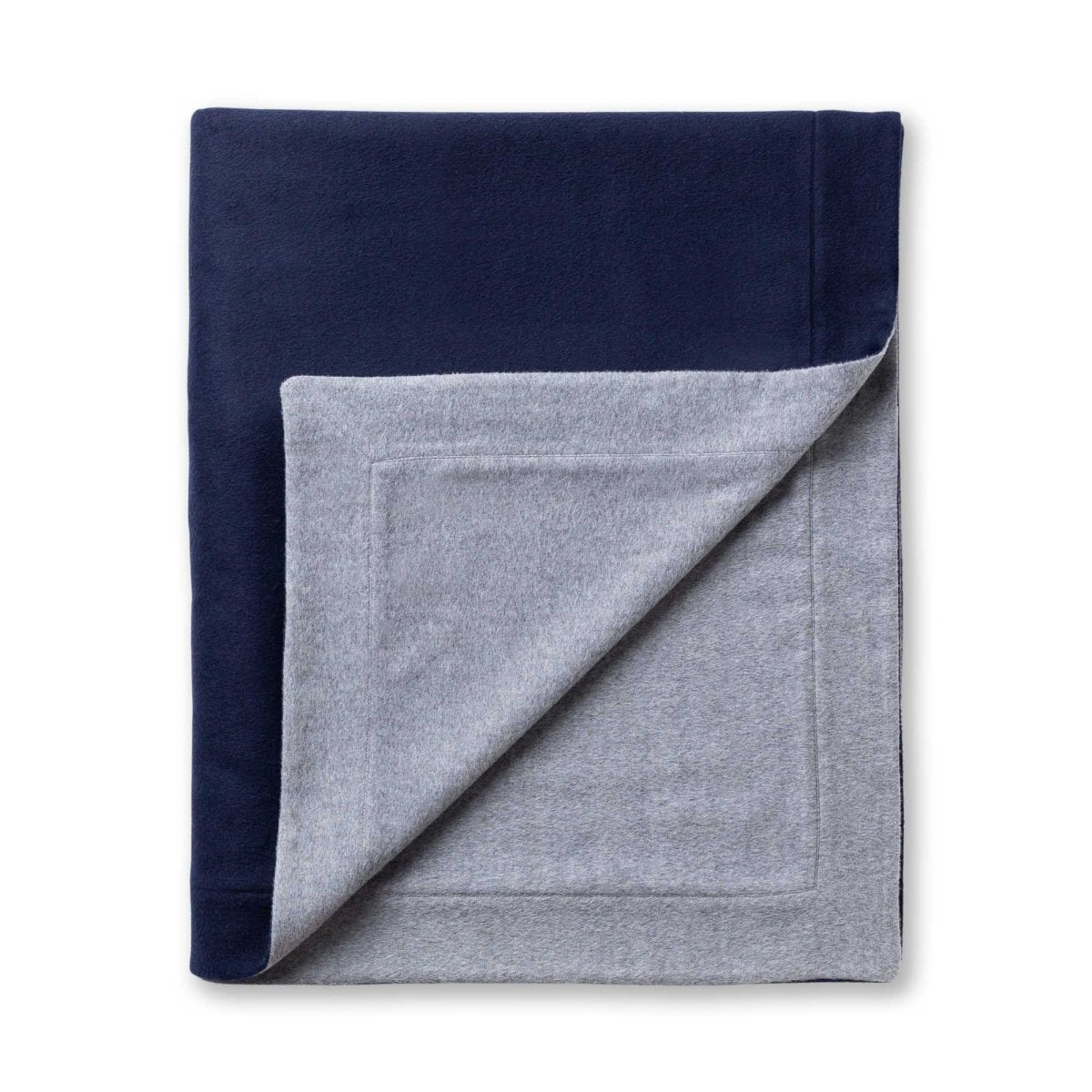 Alicia Adams Alpaca Hudson Bed Blanket at Fig Linens and Home in Navy Blue and Light Grey