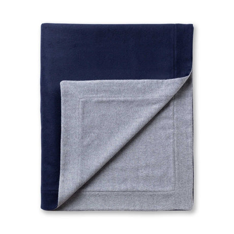 Alicia Adams Alpaca Hudson Bed Blanket at Fig Linens and Home in Navy Blue and Light Grey