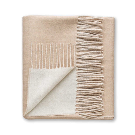 Reversible Throw Beige and Ivory by Alicia Adams Alpaca at Fig Linens and Home - Folded