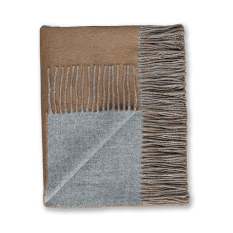 Reversible Throw Camel and Light Grey by Alicia Adams Alpaca at Fig Linens and Home
